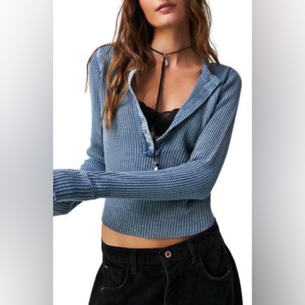 Free People Colt Longsleeve Waffle Knit Henley